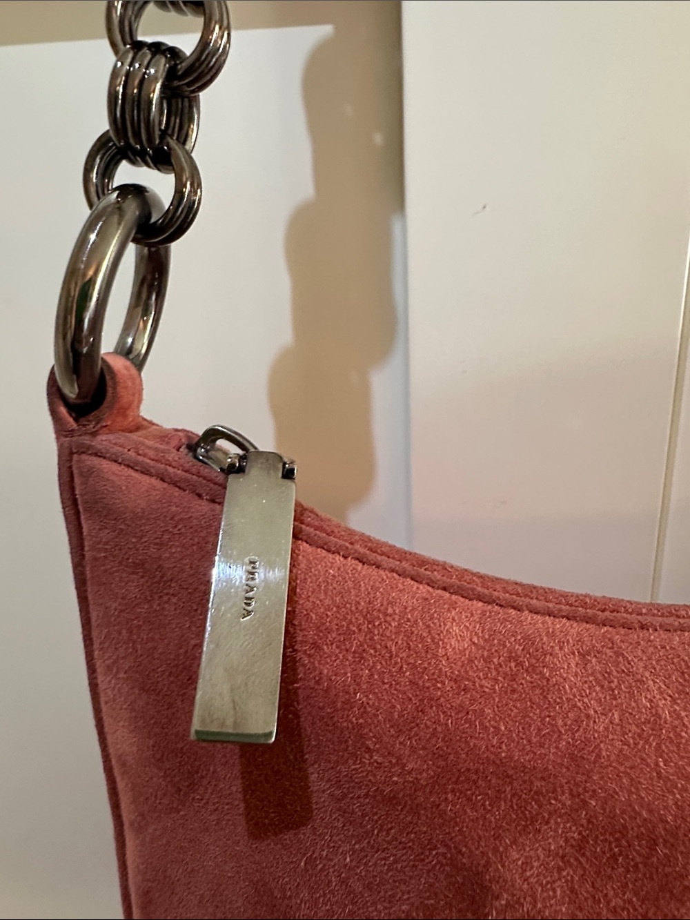 Authentic PRADA SUEDE SHOULDER BAG - Picture 4 of 14